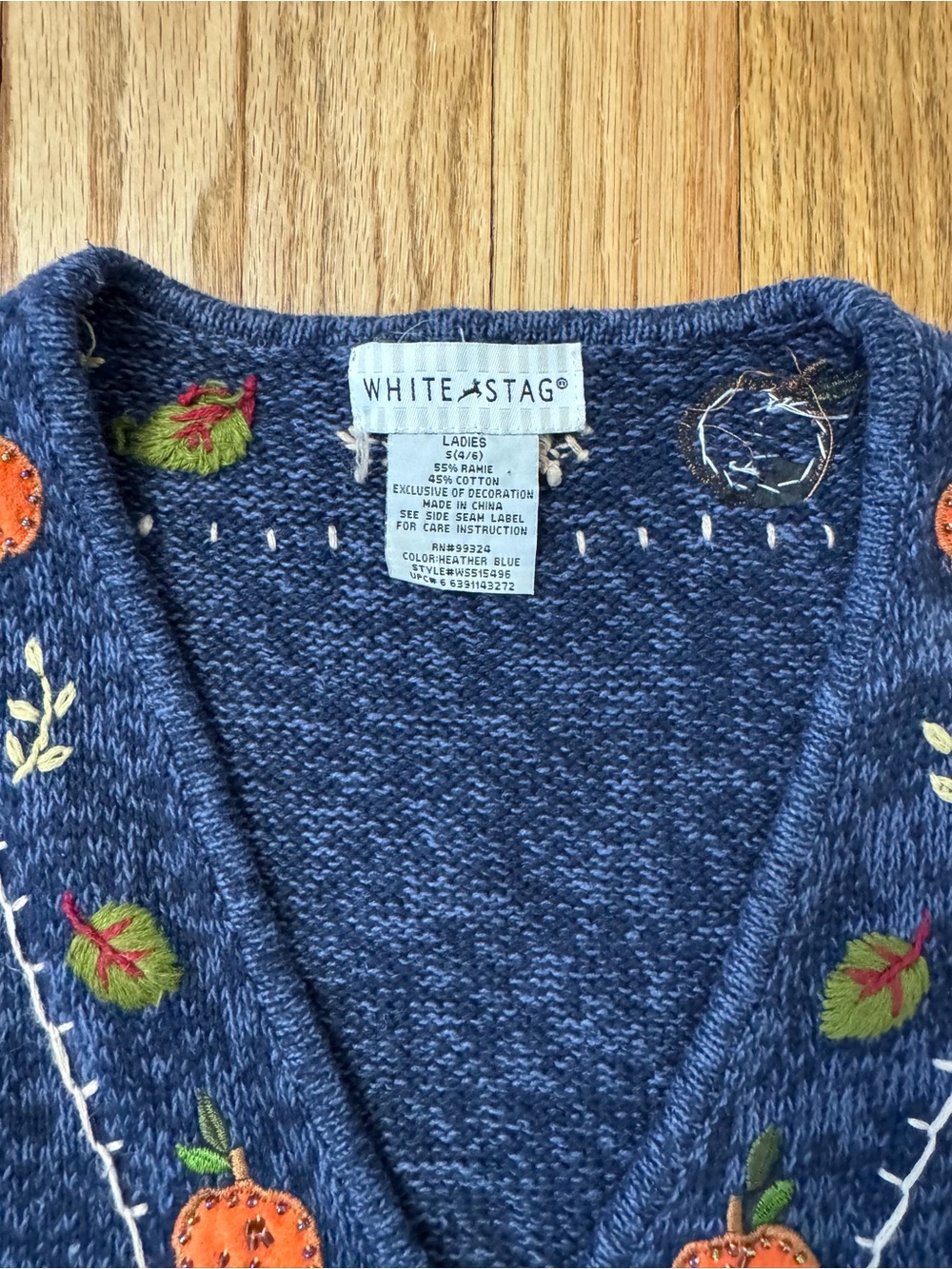 Vintage White Stag Embroidered Full-Zip Scarecrows Fall Autumn Sweater Vest - Sm - Picture 5 of 10
